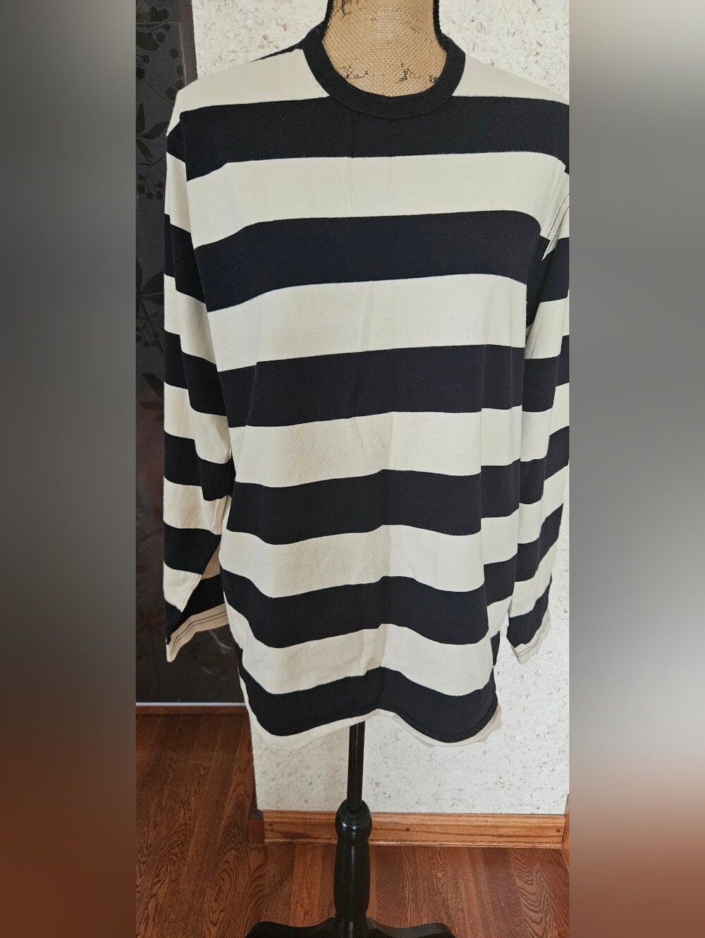 Classic Black & White Striped Long Sleeve Top